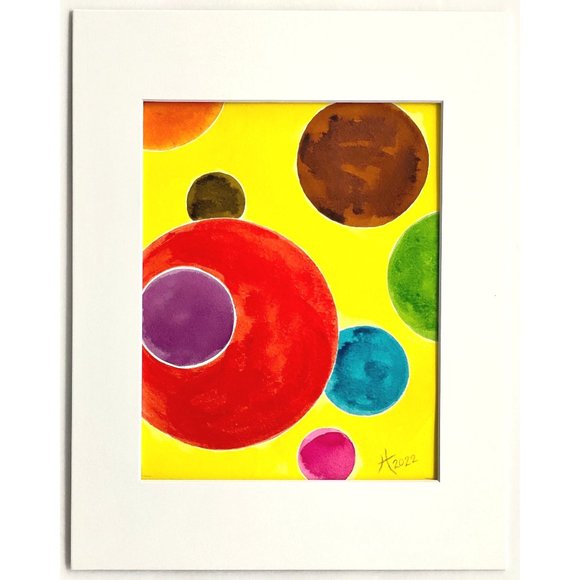 Tumble Time - Original Wall Art Watercolor Painting Matted Frame Ready 11”x14” - Picture 2 of 4